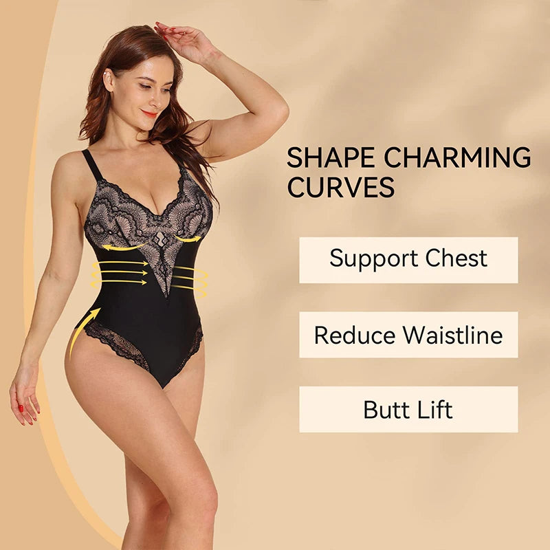 Sexy Sling Lace Shapewear Bodysuit Corset Fajas Slimming Full Body Shaper Tummy Control Underwear Lingerie Colombianas Girdle